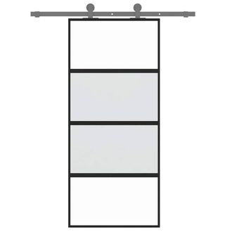Berkfield Home Sliding Door Black 90x205 cm Tempered Glass & Aluminium