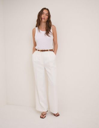 Nobody's Child White Tailored Jax Crepe Trousers