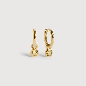 Monica Vinader Gold November Birthstone Huggie Earrings Citrine
