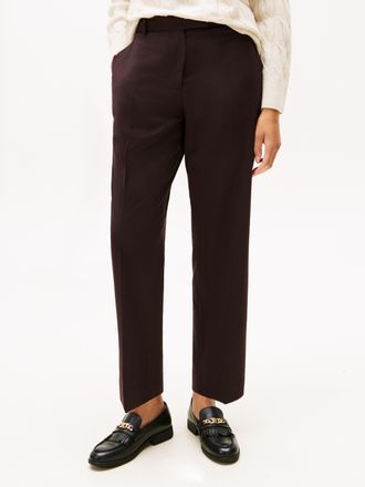 Tommy Hilfiger Anzughose TOMMY HILFIGER TIMELESS WOOL SLIM STRT PANT, Damen, Gr. 34, N-Gr, deep burgundy, Web, Obermaterial: 54% Polyester, 44% Wolle, 2% Elasthan, u
