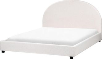 Beliani Beliani - Cama Con Somier Minimalista De Tela 160 X 200 Cm Blanco Crema Vaucluse