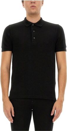 Tom Ford Tops, Heren, Zwart, L, Klassiek Piqu&eacute; Poloshirt