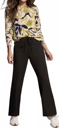 Tribal Printed Cable Cotton Crew Neck Sweater In Leek