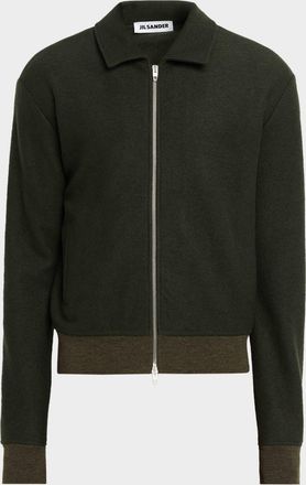 Jil Sander Men & apos;s Wool Zip Up Sweatshirt
