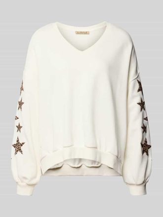 Smith & Soul Oversized Sweatshirt mit V-Ausschnitt in Weiss, Gr&ouml;&szlig;e L