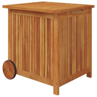 Berkfield Home Garden Storage Box with Wheels 60x50x58 cm Solid Wood Acacia in Brown | Size: 60 x 50 x 58 cm
