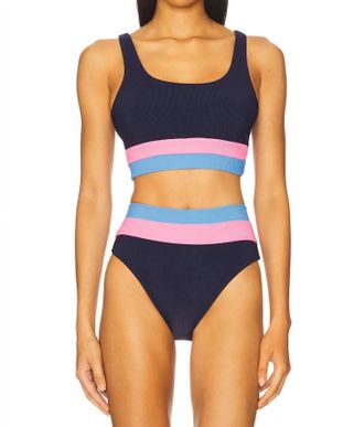 Beach Riot Mackenzie Bikini Top In Paradise Harbor Colorblock