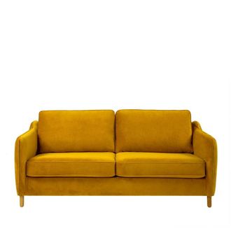 DRAWER Sof&aacute; cama express de 3 plazas en terciopelo - amarillo mostaza
