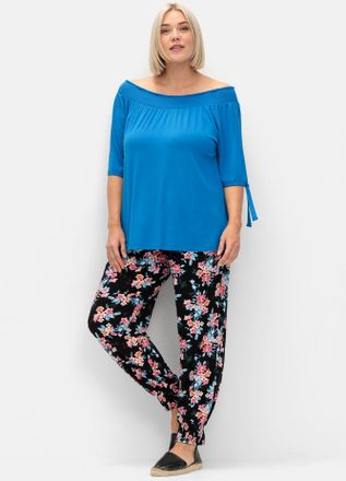 Sheego Schlupfhose SHEEGO, Damen, Gr. 40, Normalgr&ouml;ssen, schwarz (schwarz, gemustert), 95% Viskose, 5% Elasthan, bedruckt, gebl&uuml;mt, gemustert, mehrfarbig, Ho