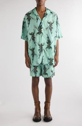 Acne Studios The Drowned Linen Camp Shirt in Green at Nordstrom Rack, Size 40 Us / 50 Eu