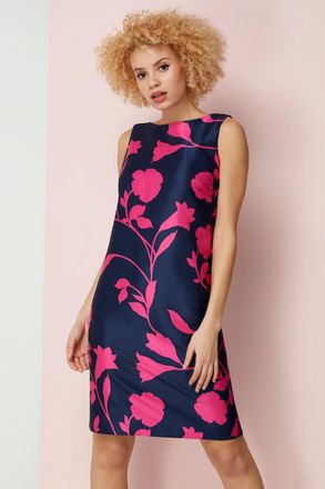 Roman Floral Print Sleeveless Shift Dress