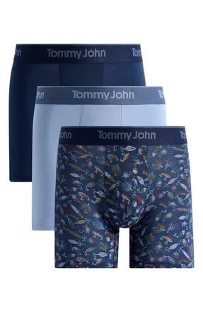 Tommy John Assorted 3-Pack Second Skin 4-Inch Stretch Modal Boxer Briefs in Drbl/rnwshv/fshldb at Nordstrom, Size X-Large