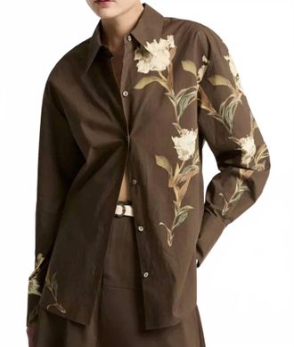 Vince Placement Print Button Front Shirt In Multicolor