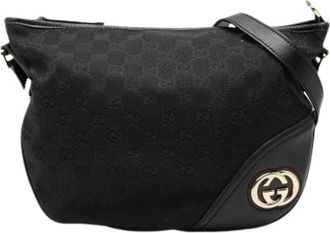 Gucci Pre-owned Cross Body Bags, female, Black, Size: ONE SIZE Pre-owned Canvas Crossbody Bag