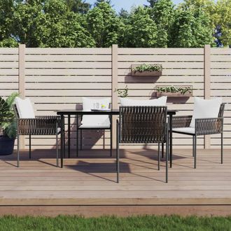 vidaXL Vidaxl - Juego Comedor Jard&iacute;n 5 Piezas Y Cojines Rat&aacute;n Sint&eacute;tico Y Acero