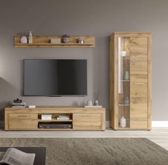 Inosign Wohnwand »Aosta, Breite 235cm, bestehend aus Lowboard, Wandboard, Vitrine« 3 Stk. tlg