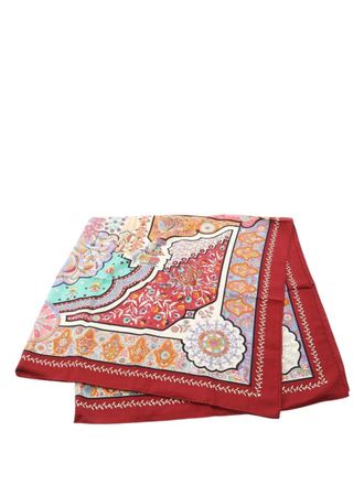 Herm&egrave;s 20th Century Aux Portes du Palais Cashmere Silk Shawl 140 scarves - Rosso