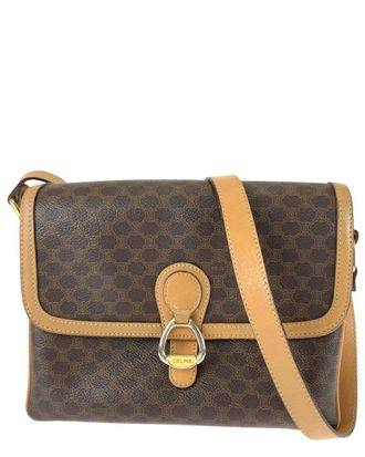 Celine Celine Brown Coated/Waterproof Canvas Macadam Shoulder Bag (Authentic Pre- Loved)