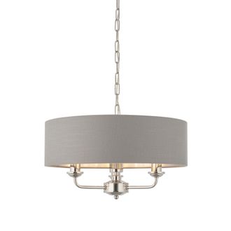 Loops Ceiling Pendant Light - Bright Nickel & Charcoal Fabric - 3 x 40W E14 - e10231 in Metallics