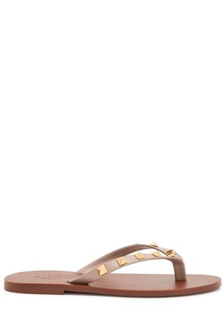 Valentino Garavani Rockstud Thong Leather Sandals - Beige - 40 (IT40/ UK7)
