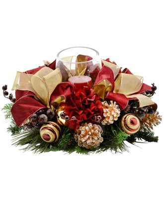 Creative Displays Inc. Burgundy & Gold Decorated Candle Centerpiece