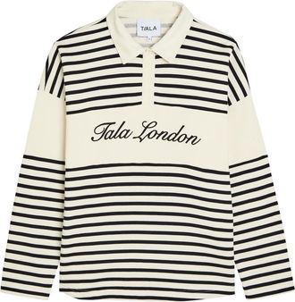 Tala Rugby Striped Cotton-blend Polo Jumper - Ivory - S (UK8-10 / S)