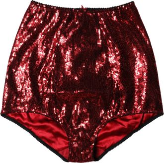 Dolce & Gabbana Red Sequin Embellished High Waist Girdle Womens Underwear