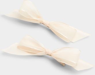 Simons Womens Stylish organza bow barrettes Set of 2