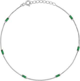 Glaze Jewelry Plated Silver Cz Anklet