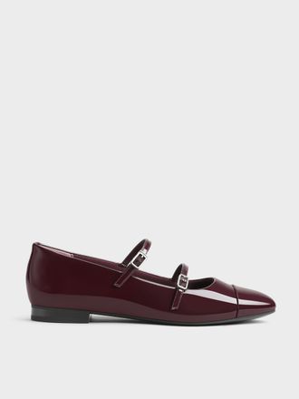 Charles & Keith Patent Double-Strap Mary Janes