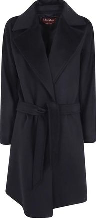 Max Mara Ravenna Wool Classi Coat - Dames - Jas met riem - Zwart - 2XS - Wol - Jassen