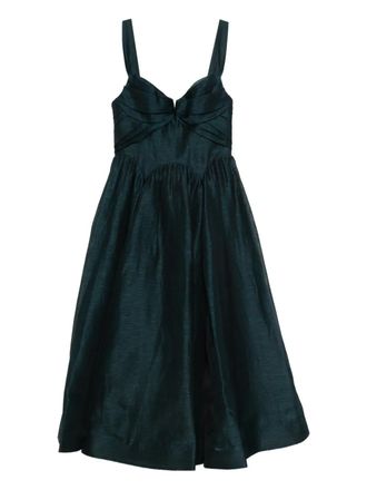 Zimmermann pleated straps dress - women - Linen/Flax/Silk/Cotton - 3 - Green