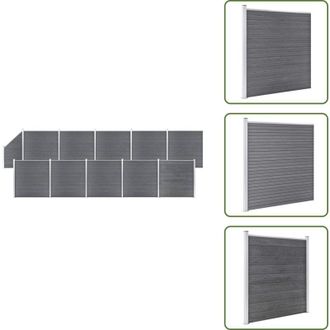 vidaXL The Living Store Pannelli Recinto WPC 10 Quadrati 1 Inclinato 1830x186cm Grigi - Pannelli per recinzione