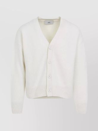 Ami v-neck cardigan with ribbed cuffs and hem