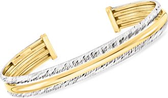 Ross-Simons Italian Sterling Silver and 18kt Gold Over Sterling Cuff Bracelet