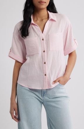 Beach Lunch Lounge River Gauze Shirt in Pale Pink at Nordstrom, Size X-Small