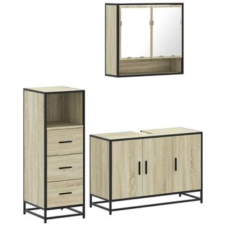 Berkfield Home 3 Piece Bathroom Furniture Set Sonoma Oak Engineered Wood in Tan