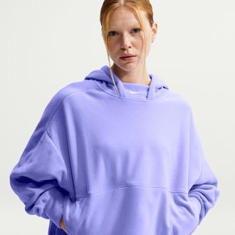 Nike Womens One Therma-FIT Oversized Pullover Hoodie in Purple | IO1052-580