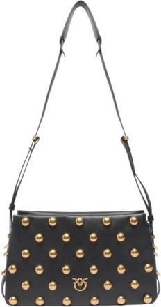 Pinko Triplet Mini Studs Vite - Dames - Schoudertassen - Zwart - ONE Size - Katoen - Tassen
