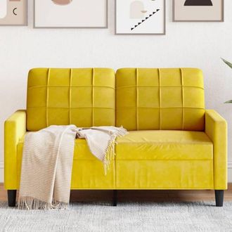 vidaXL Sof&aacute; De 2 Plazas Terciopelo Amarillo 120 Cm Vidaxl