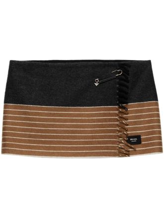 Prada two-tone cashmere miniskirt - women - Brass/Cashmere - 40 - Grey