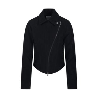 Alaia Wool Denim Biker Jacket - Dames - Jassen - Blauw - Maat: S Denim