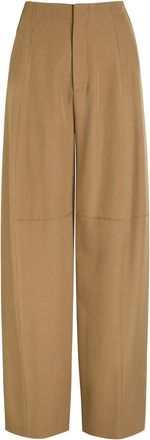 Victoria Beckham Panelled Barrel-leg Wool Trousers - Camel - 10 (UK10 / S)