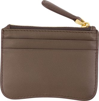 Ami Unisex Paris Zipped Card Holder - Ami Leather Brown Calfskin Accessories Card-Holder