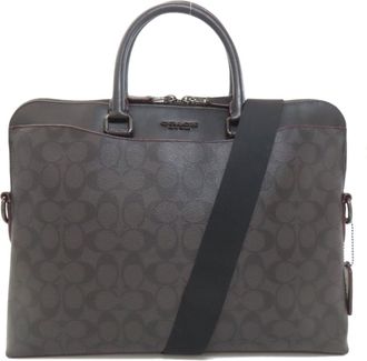 Coach Signature Black Pvc Leather Briefcase (Pre-Owned)