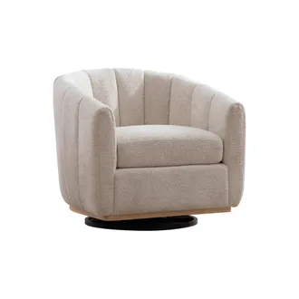 Urban Meuble Sill&oacute;n giratorio 360&deg; de borreguito beige, dise&ntilde;o calabaza