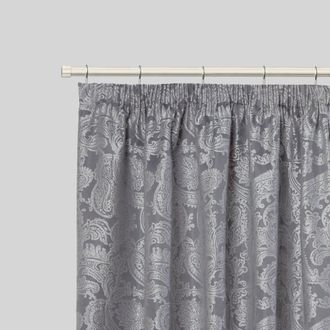 TJ Hughes Full Stop - Extendable Curtain Pole with rings and pair of end finials in Brushed Silver - TJ Hughes