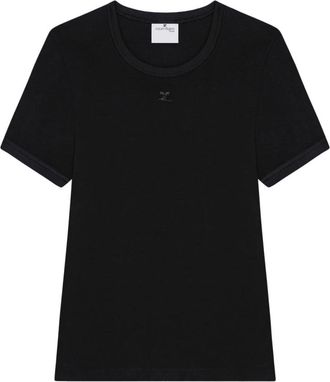 Courr&egrave;ges Zwarte Top met Ronde Hals - Dames - T-shirts - Zwart - M - Tops