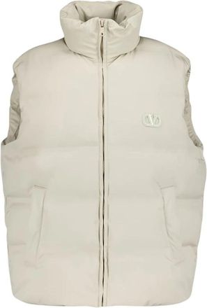 Valentino Garavani Cr&egrave;me Nylon Hooded Vest met VLogo - Heren - Bodywarmers - Beige - L - Nylon - Jassen
