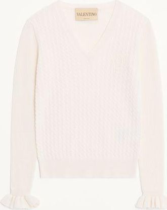 Valentino Maglia In Cashmere Ricamata Donna AVORIO XL